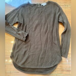 Michael Koors Army Green Tunic Top Gold Zipper Back Size Small